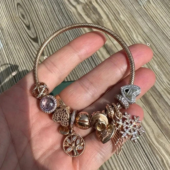 Pandora Limited edition Rose Gold bracelet set 10 charms,Very Rare to find - Picture 7 of 16
